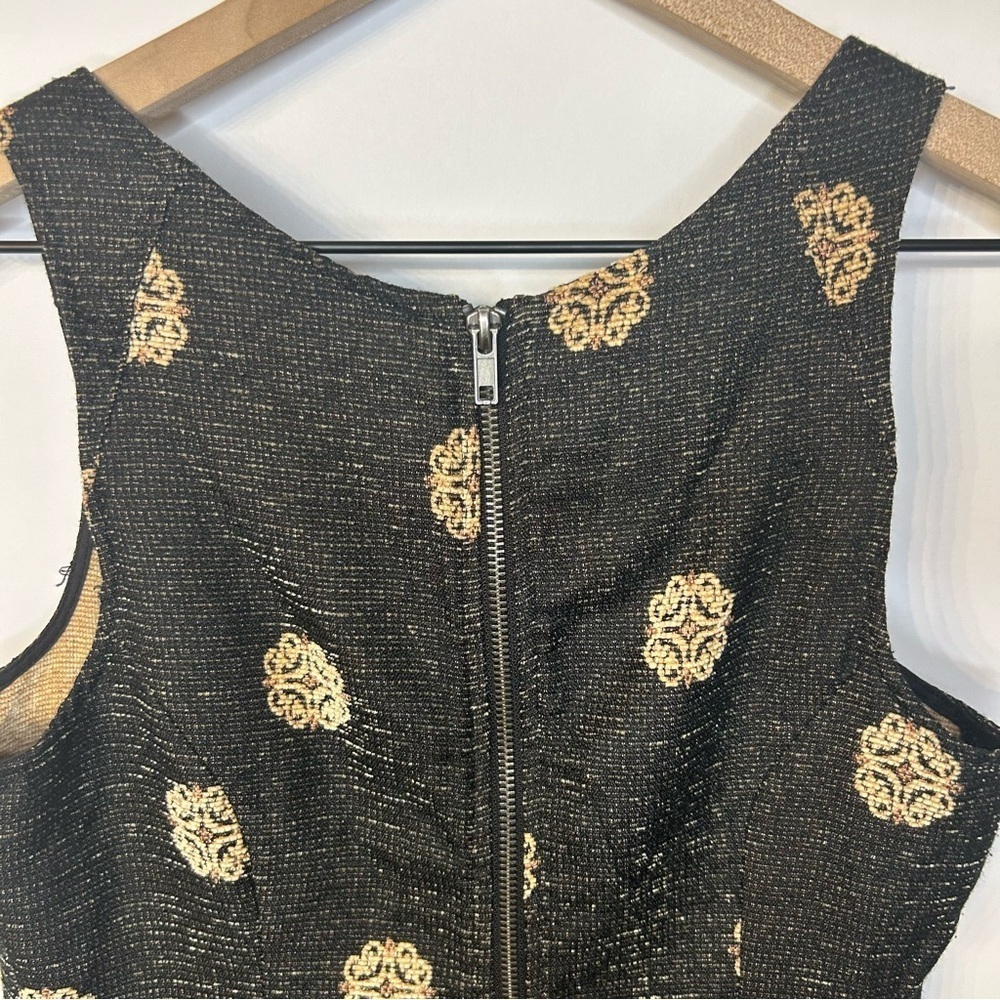 Free People Black and Tan Tapestry Sleeveless Fit and Flare Mini Dress, Size 0 - Picture 6 of 8